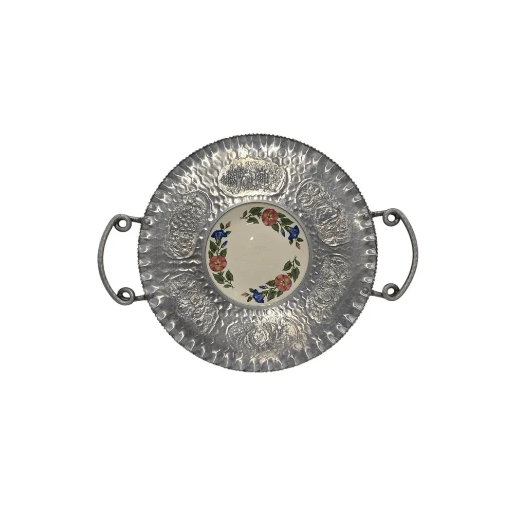 Shenandoah Ware Morning Glory With Cromwell Hand Hammered‎ Wrought Aluminum Tray